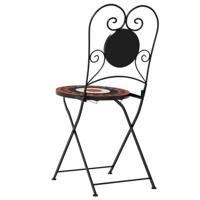 Bistrostoelen 2 st inklapbaar keramiek terracottakleurig en wit - thumbnail