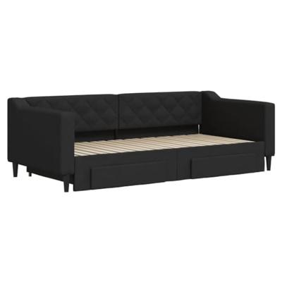 Slaapbank met onderschuifbed en lades 90x190 cm stof zwart