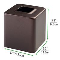 mDesign tissue doos – praktische papierendoekjeshouder voor in de badkamer - moderne vierkante tissuedoosje – metaal – brons - thumbnail