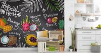 Fotobehang - Tropische vruchten met opschriften, voor in de keuken, 11 maten, inclusief behanglijm - thumbnail