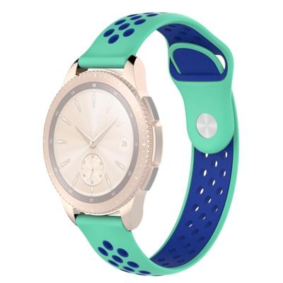 Double Color Wrist Strap Watch Band for Galaxy Watch 42mm (Cyan)