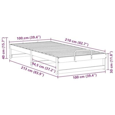 Bedframe met Draaghandvatten Bruin 100 x 210 cm