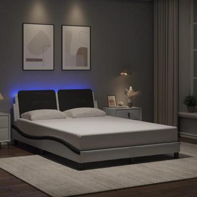 Bedframe met LED zonder matras "Zadar" kunstleer wit en zwart 120x200 cm