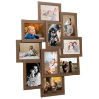 VidaXL Fotolijst voor 10x(13x18 cm) foto mdf lichtbruin - thumbnail
