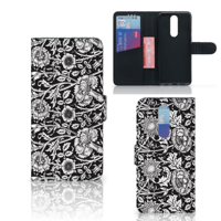 Alcatel 3 (2019) Hoesje Black Flowers - thumbnail