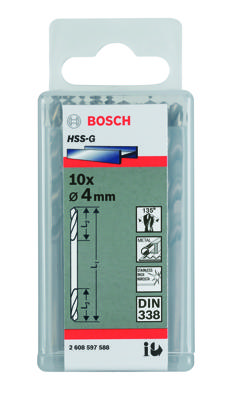 Bosch Accessories 2608597584 HSS Dubbele boor 3.2 mm Gezamenlijke lengte 49 mm Geslepen Cilinderschacht 10 stuk(s)