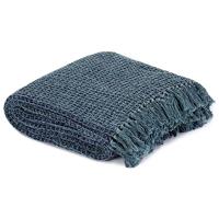 Plaid 125x150 cm katoen indigo-blauw - thumbnail