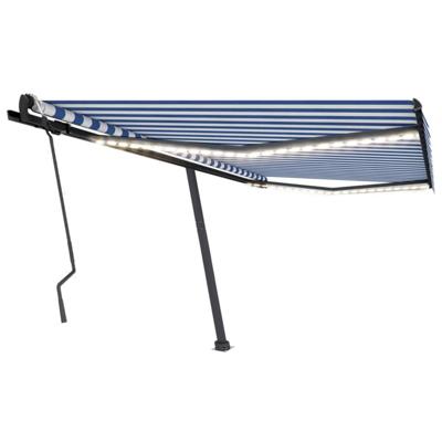 Luifel handmatig uittrekbaar met LED 400x300 cm blauw en wit