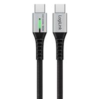 LogiLink CU0422 USB-C-kabel USB 2.0 USB-C stekker 1.00 m Zwart Met LED, Stekker past op beide manieren - thumbnail
