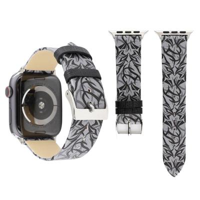 Doornen afdrukken lederen horlogebandje voor Apple Watch serie & 40mm/3 & 2 & 1 38mm (zwart grijs)