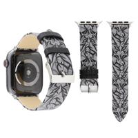 Doornen afdrukken lederen horlogebandje voor Apple Watch serie & 40mm/3 & 2 & 1 38mm (zwart grijs) - thumbnail