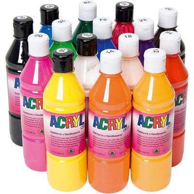 Acryl Verf, diverse kleuren, 15x500 ml/ 1 doos
