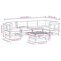 6-delige Loungeset met kussens massief douglashout - thumbnail