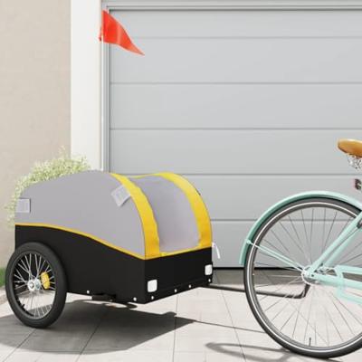 VidaXL Fietstrailer 45 kg ijzer zwart en geel VidaXL Fietstrailer 45 kg ijzer zwart en geel