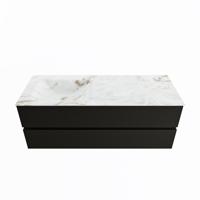 MONDIAZ VICA-DLUX 130cm badmeubel onderkast Urban 2 lades. Inbouw wastafel CLOUD links 1 kraangat, kleur Frappe. - thumbnail