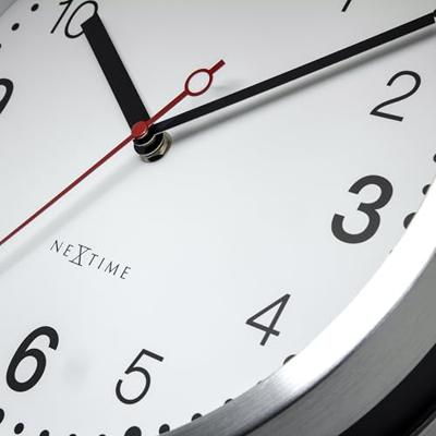NeXtime - Wandklok 32,3x28x10cm-Stil-Wit & Zwart-Aluminium-NeXtime