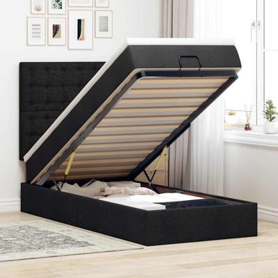 Ottoman bed met matras 80x200cm stof zwart