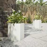 Plantenbakken 2 st zeshoek 46x40x45 cm staal wit - thumbnail