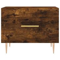 Salontafels 2 st 50x50x40 cm bewerkt hout gerookt eikenkleurig - thumbnail