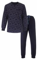 M.E.Q. Heren pyjama lange mouwen katoen - Blue monogram - thumbnail
