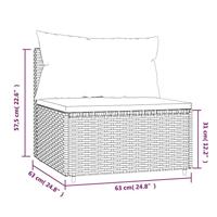 Tuinmiddenbank met kussens poly rattan bruin - thumbnail