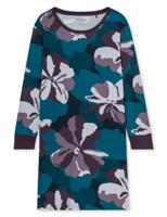 Dames Nachthemd lange mouw - Flower - Modal dames nachtjapon - Luxe nachtkleding dames - 40 - Blauw - 40 - thumbnail
