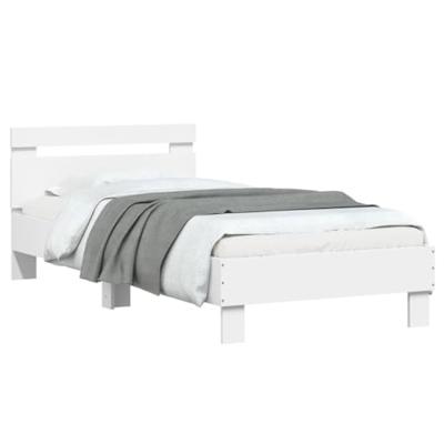 Bedframe met hoofdbord en LED-verlichting wit 90x200 cm