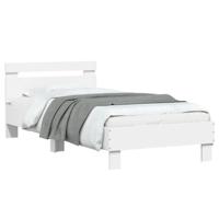 Bedframe met hoofdbord en LED-verlichting wit 90x200 cm - thumbnail
