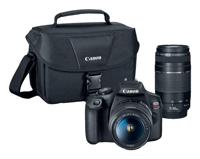 Canon EOS Rebel T7 DSLR Camera|2 Lens Kit met EF18-55mm + EF 75-300mm lens, zwart - thumbnail
