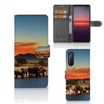 Sony Xperia 5II | Telefoonhoesje | Met pasjeshouder | Olifanten