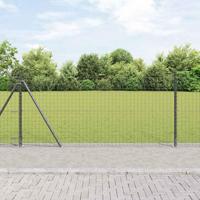 VidaXL Hek met paal grijs 0,8 x 10 m staal en pvc - thumbnail