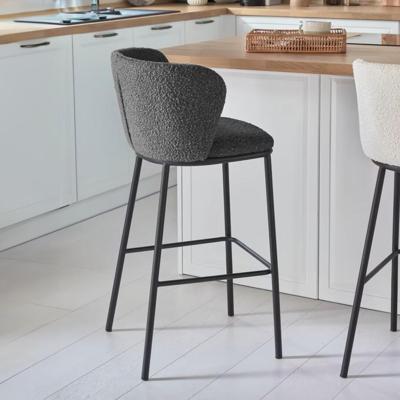 Kave Home Barstoel 'Ciselia' Chenille (zithoogte 65cm), kleur donkergrijs