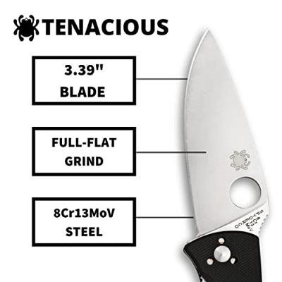 Spyderco Tenacious Zwart Mes Vastmes Zwart