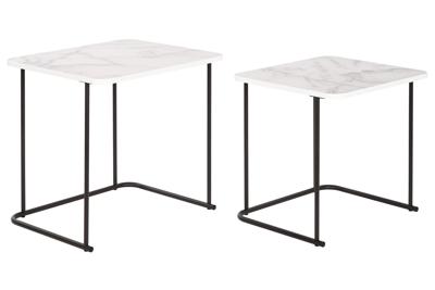 Set van 2 tafels DKD Home Decor Wit Zwart 51 x 43 x 49 cm