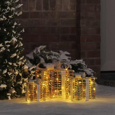 VidaXL Cadeau doos met 60 led 3 pcs warmwit 20 x 20 x 20 cm pet VidaXL Cadeau doos met 60 led 3 pcs warmwit 20 x 20 x 20 cm pet