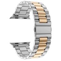 Stalen schakelband - Zilver met rosé goud - Geschikt voor Apple watch 38mm / 40mm / 41mm / 42mm - thumbnail