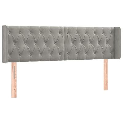Hoofdbord met randen 147x16x78/88 cm fluweel lichtgrijs