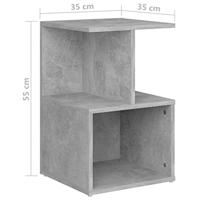 VidaXL Nachtkastje 35x35x55 cm bewerkt hout betongrijs - thumbnail