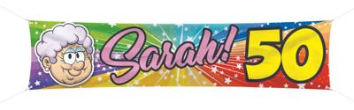 50 Jaar Sarah Regenboog Spandoek - 180x40cm