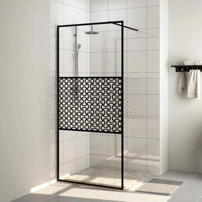 Inloopdouchewand 80x195 cm ESG-glas transparant en zwart