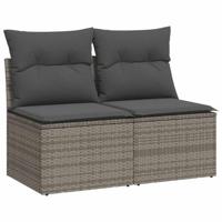 2-delige Loungeset met kussens poly rattan acacia grijs - thumbnail