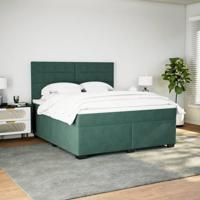 Boxspring met matras fluweel donkergroen 180x200 cm - thumbnail