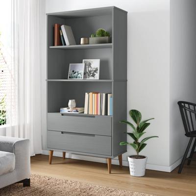 Boekenkast 85x35x170,5 massief grenenhout grijs
