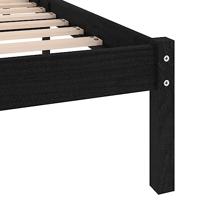 Bedframe massief grenenhout zwart 200x200 cm - thumbnail