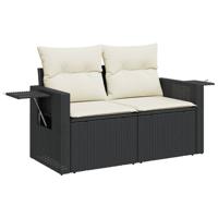 7-delige Loungeset met kussens poly rattan zwart - thumbnail