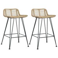 VidaXL Barstoelen 2 st natuurlijk rattan - thumbnail