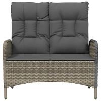 Tuinbank verstelbaar met kussens 107 cm poly rattan grijs - thumbnail