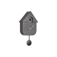 Wall Clock Modern Cuckoo Metallic Dark Grey - thumbnail