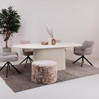 Sohome Ovale Eettafel 'Puck' Mangohout, 230 x 110cm, kleur Ivoor - thumbnail