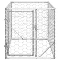 Hondenkennel voor buiten met deur 2x1x1 m gegalvaniseerd staal - thumbnail
